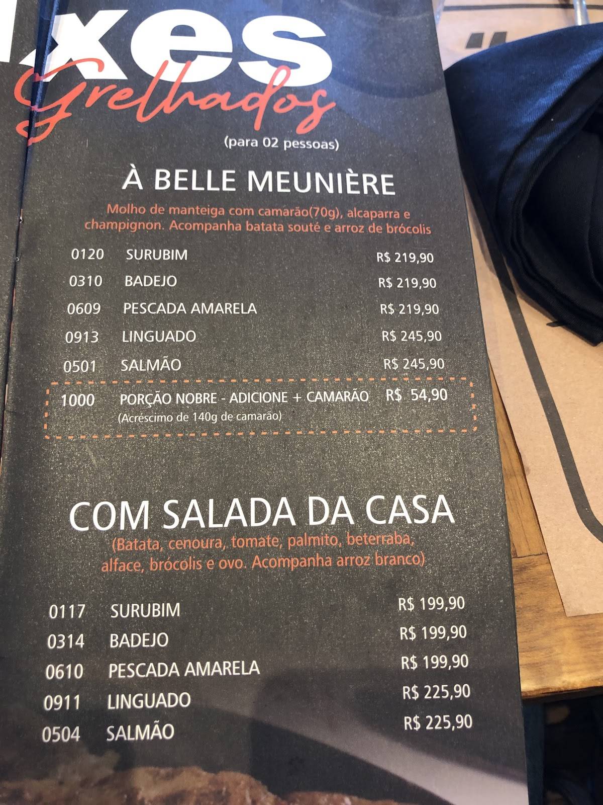 Restaurante Toca da Traíra cardápio