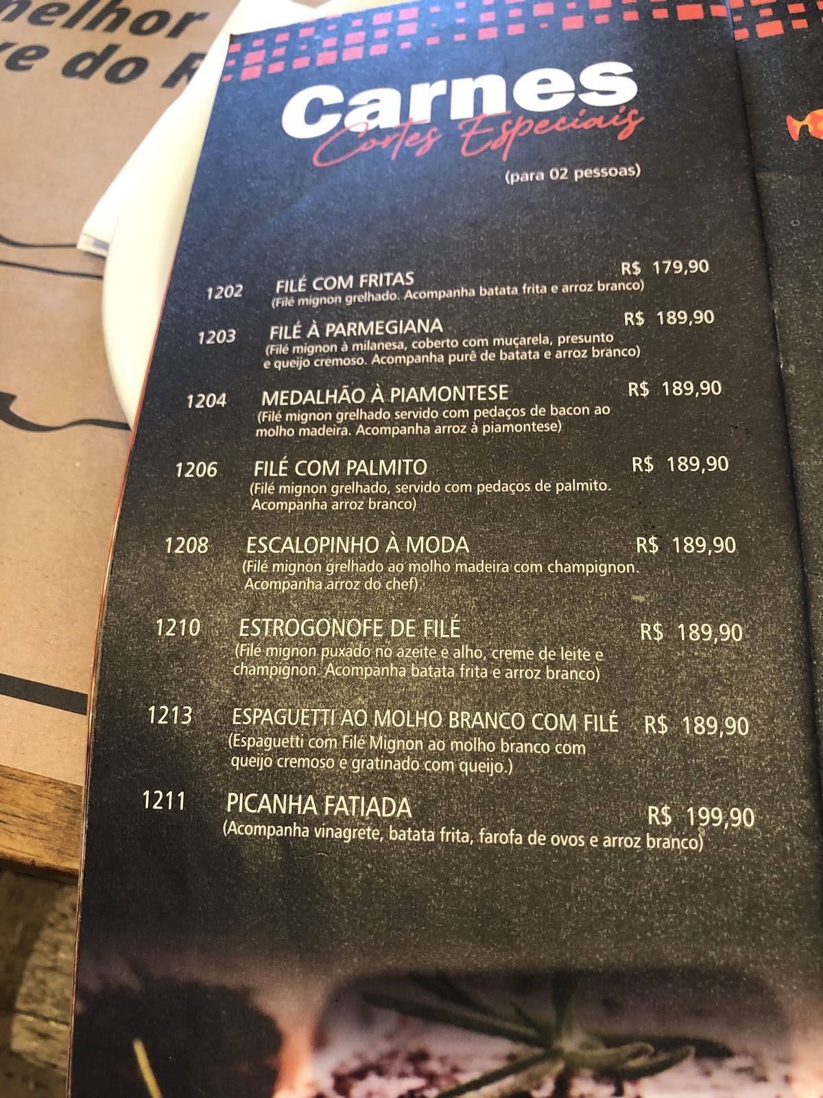 Restaurante Toca da Traíra cardápio