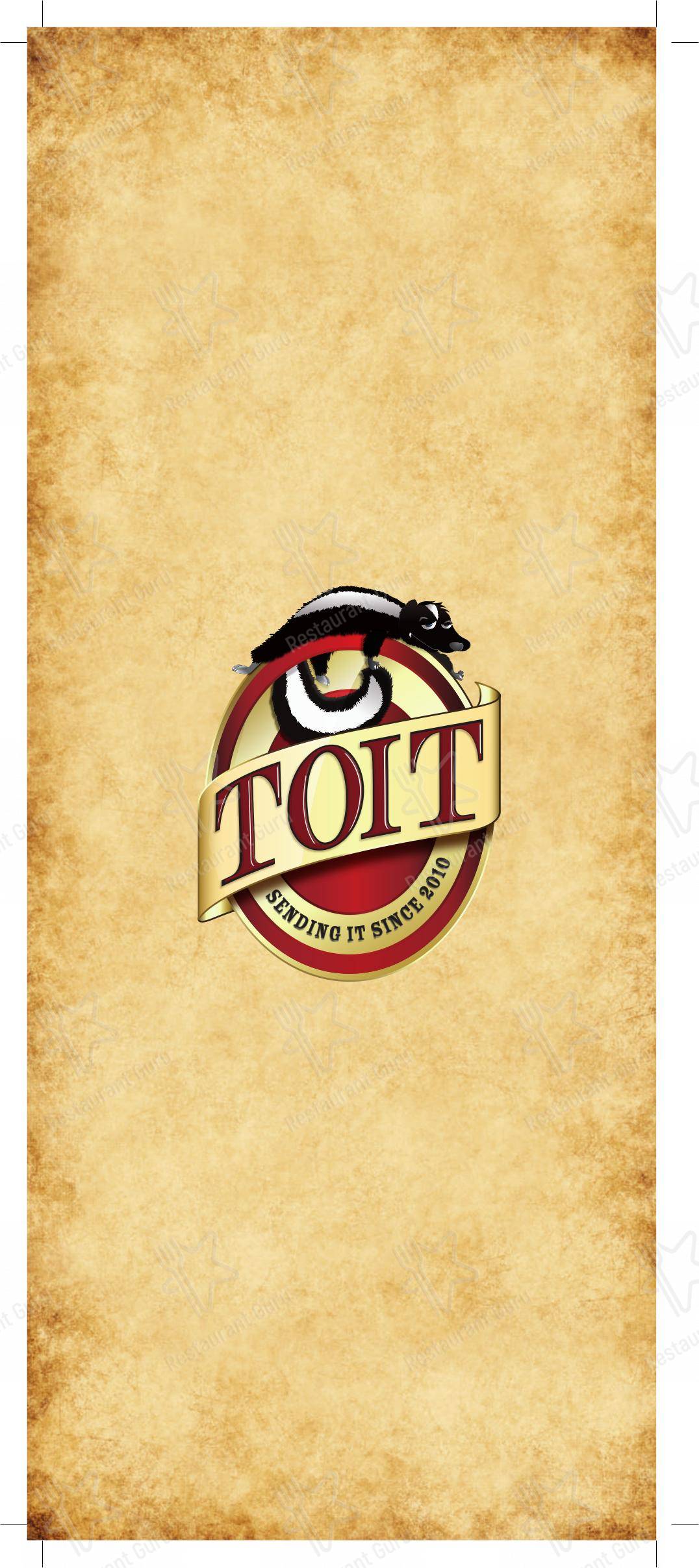 Menu bar for Toit in Bengaluru
