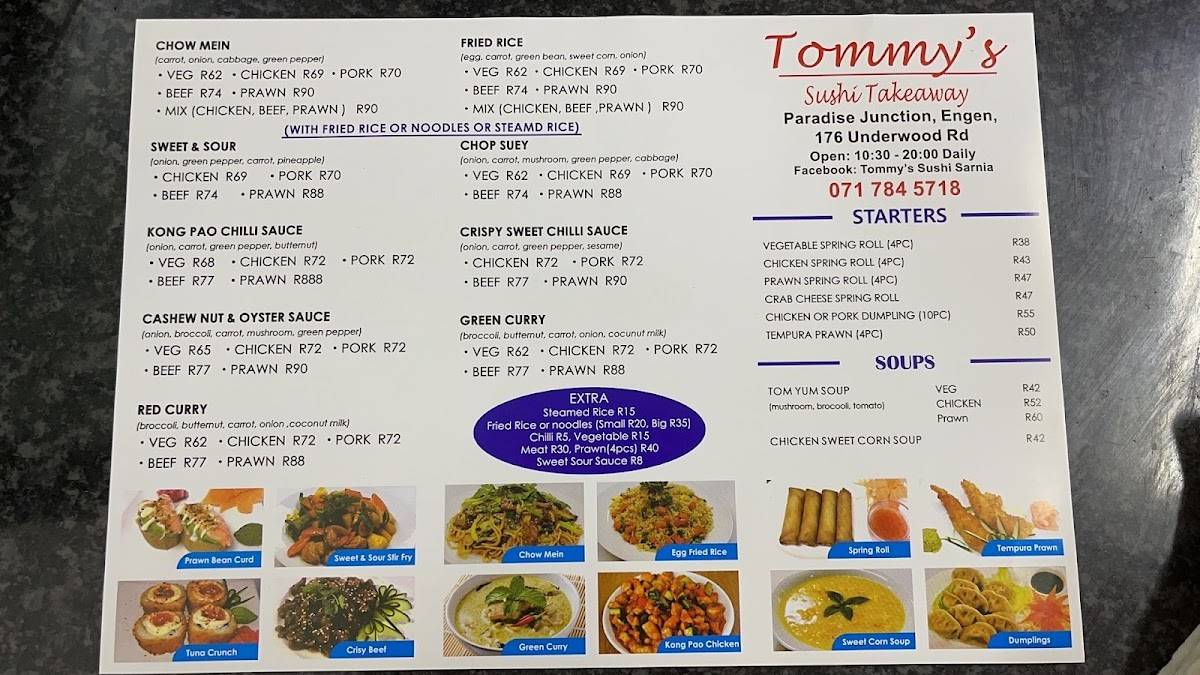 Menu At Tommys Sushi And Chinese Takeaway Restaurant Durban