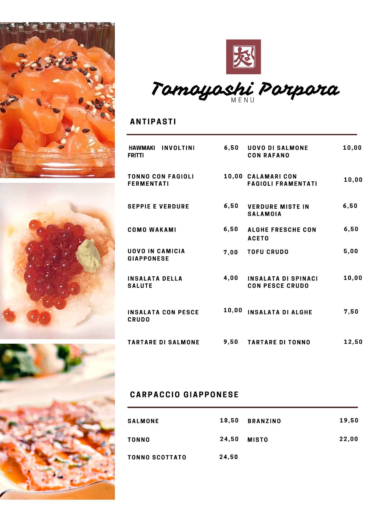 Menu di Tomoyoshi Porpora 109 