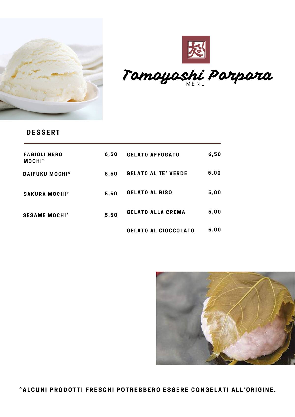 Menu di Tomoyoshi Porpora 109 