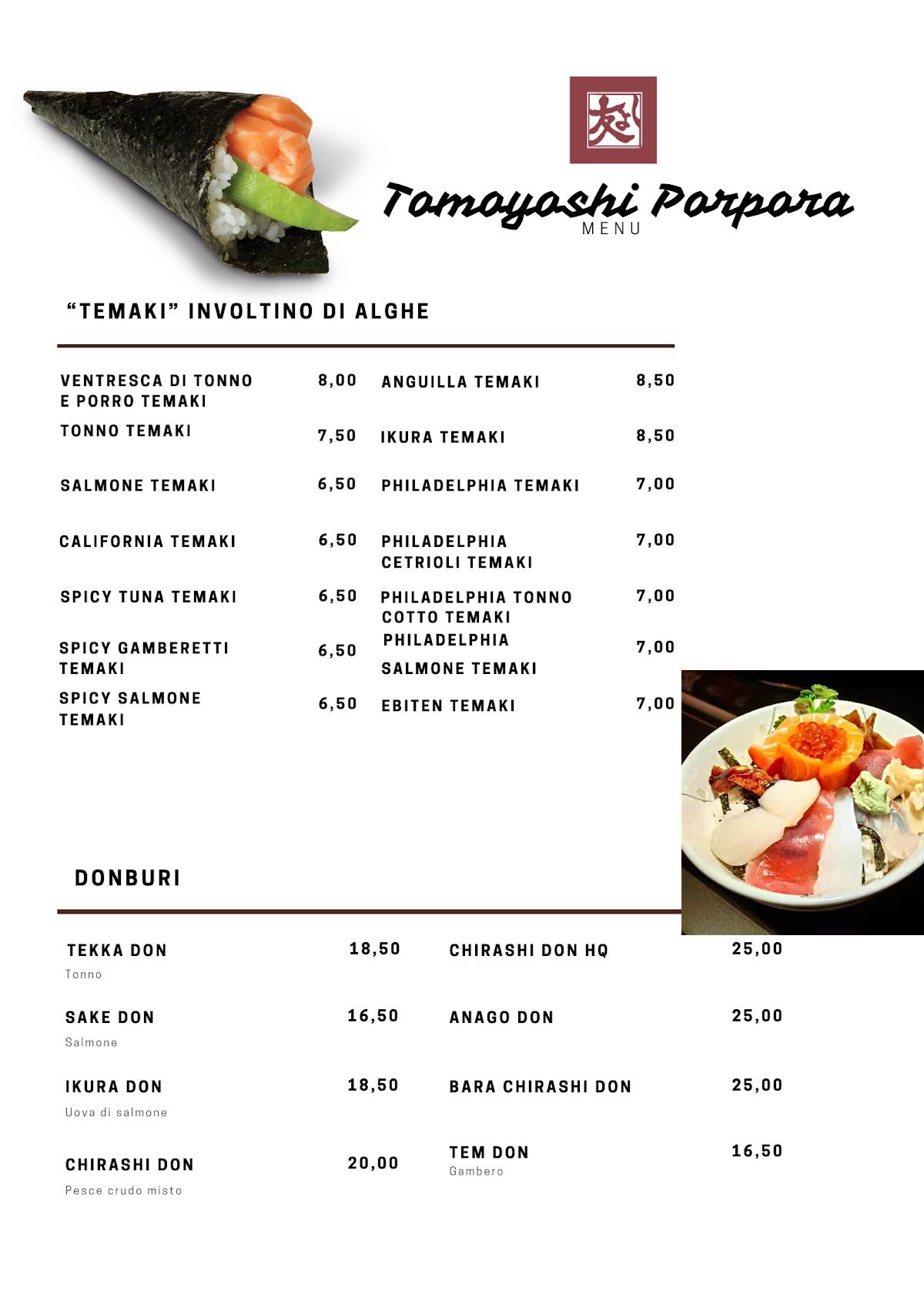 Menu di Tomoyoshi Porpora 109 
