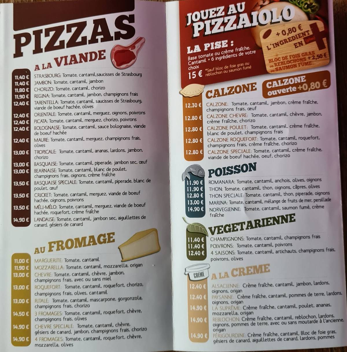 Menu de Tour 2 pise Jurançon