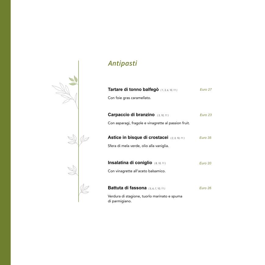 Menu di Ristorante Tradate con Alloggio 