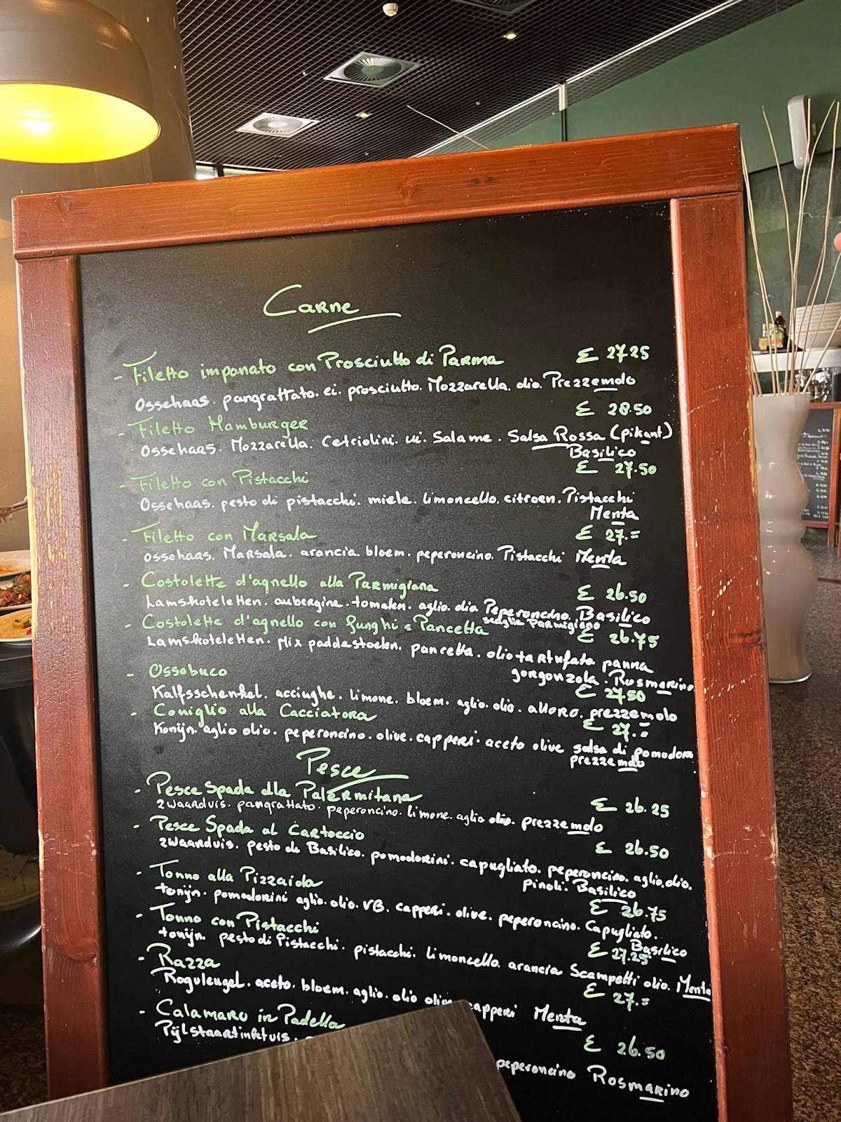 Menu at Trattoria A Proposito, Rotterdam