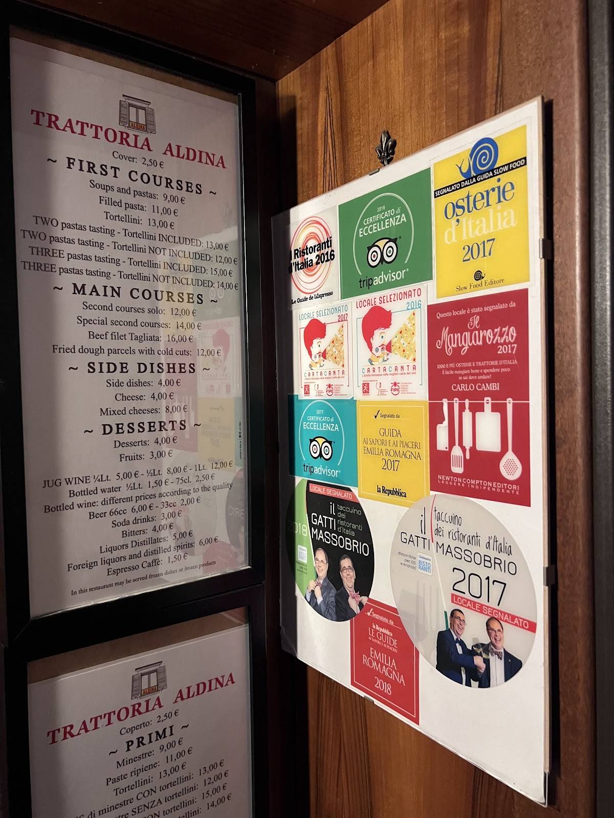 Menu di Trattoria Aldina 