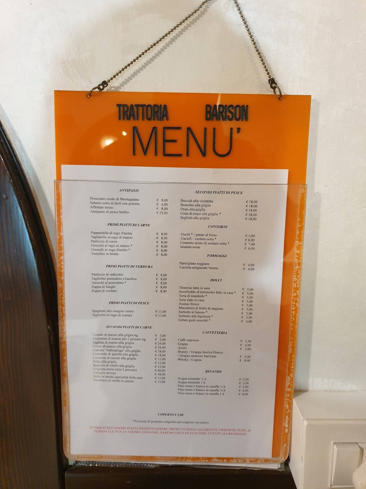 Menu di Trattoria Barison 