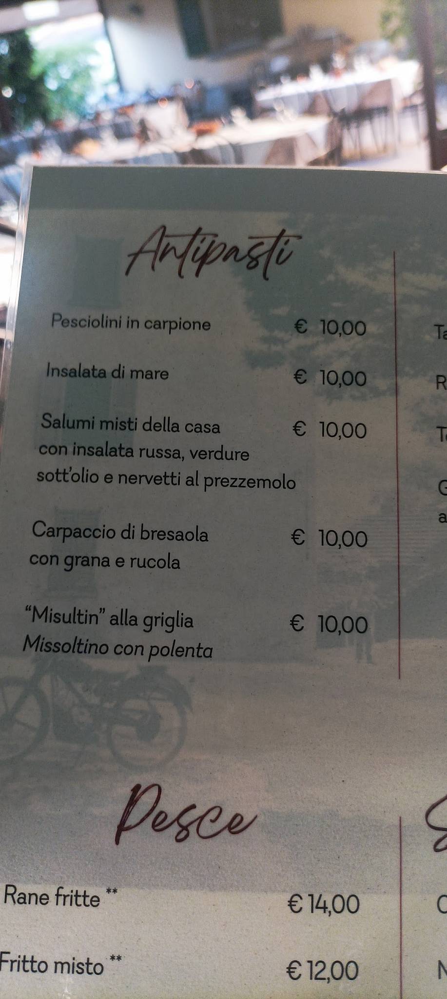 Menu di Trattoria Canto Giovannella 