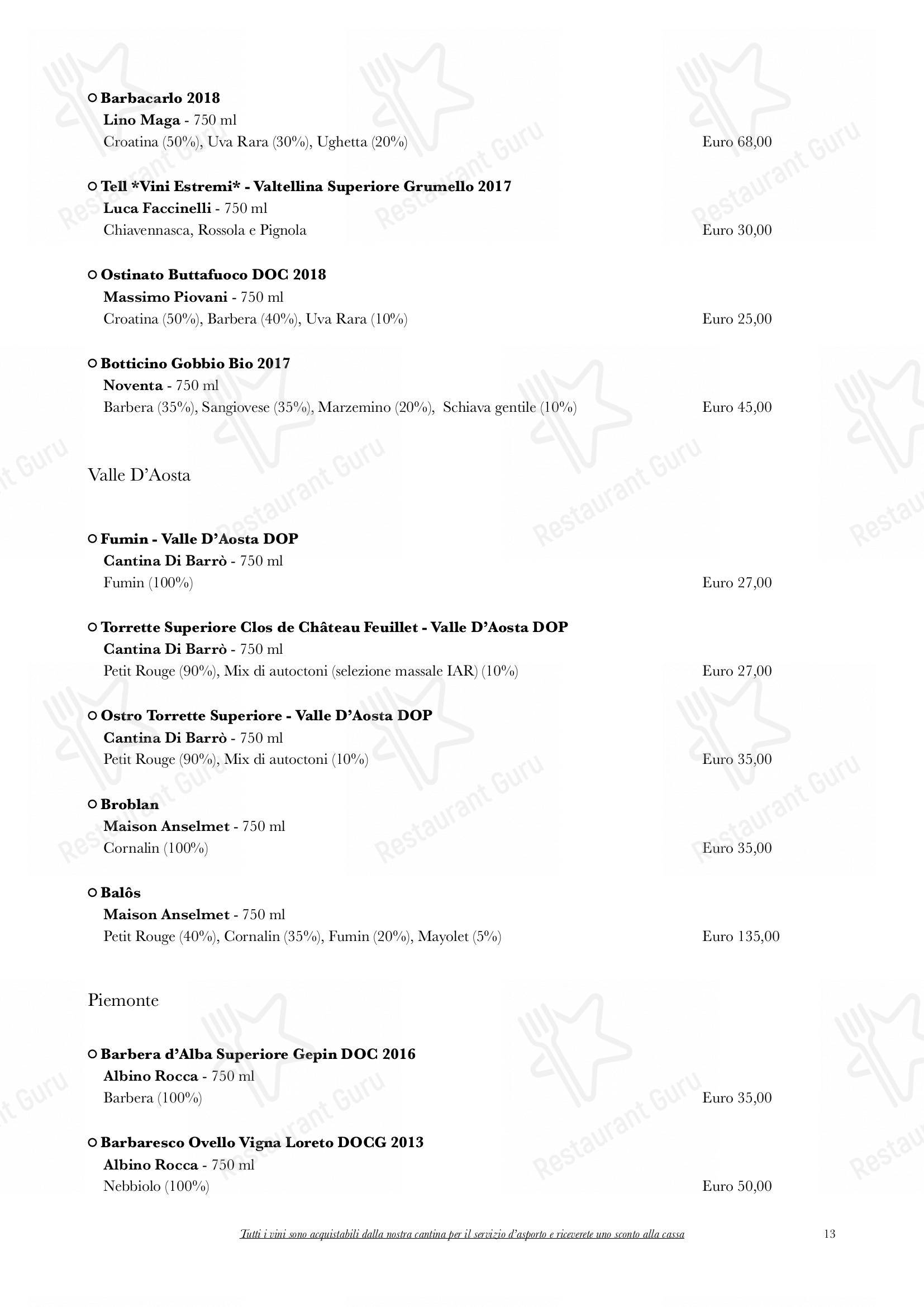 Trattoria Da Gina in Rovato - Menu bar