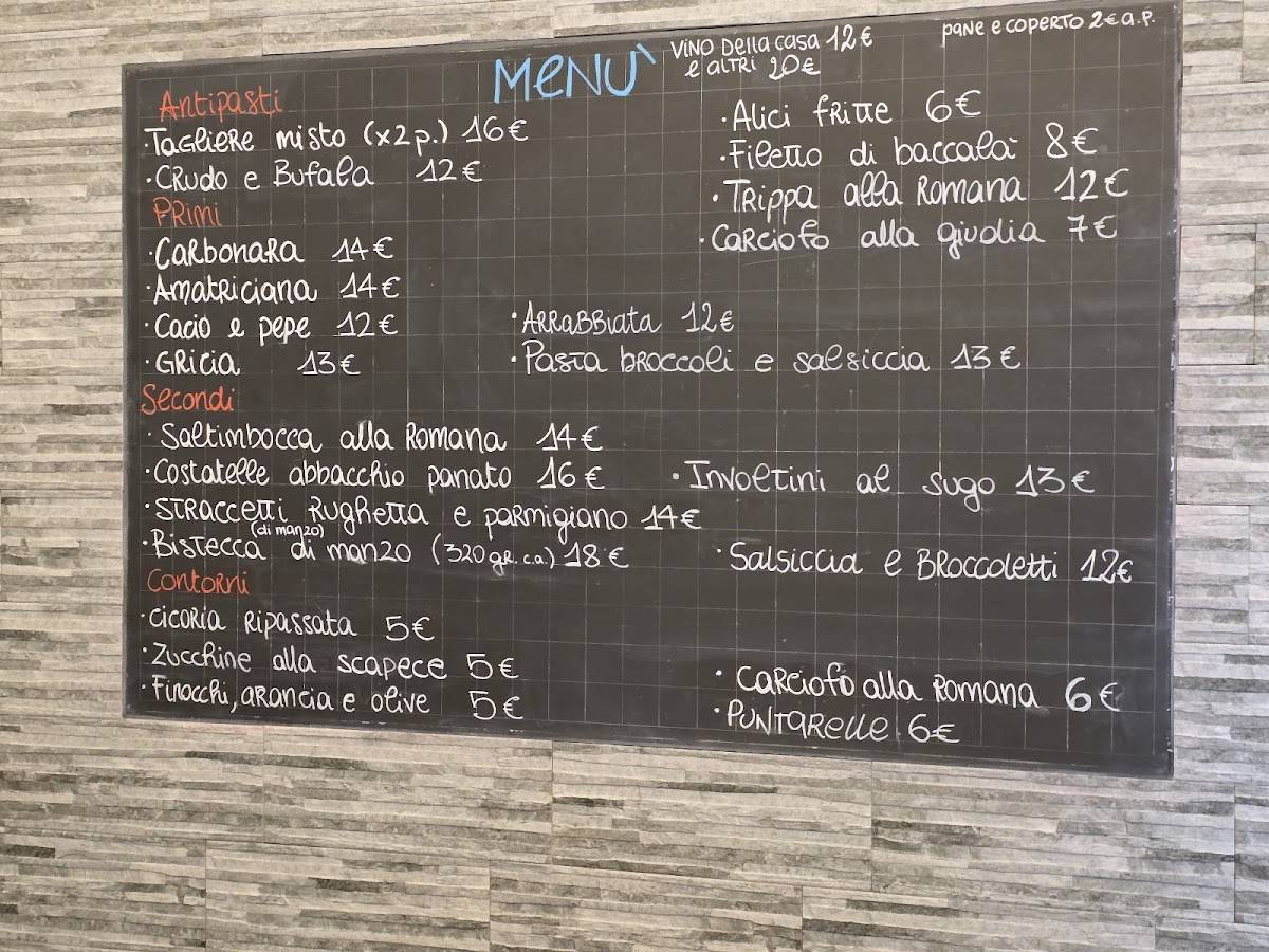 Menu di Trattoria Madre Garbatella 