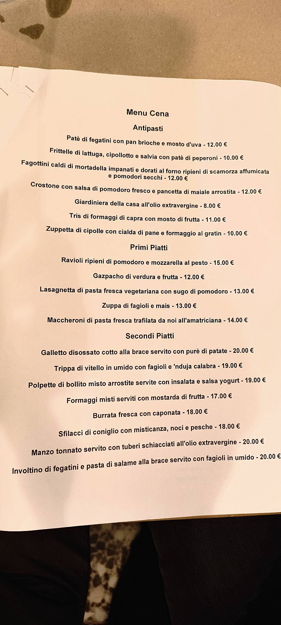 Menu di Trattoria Mirta 