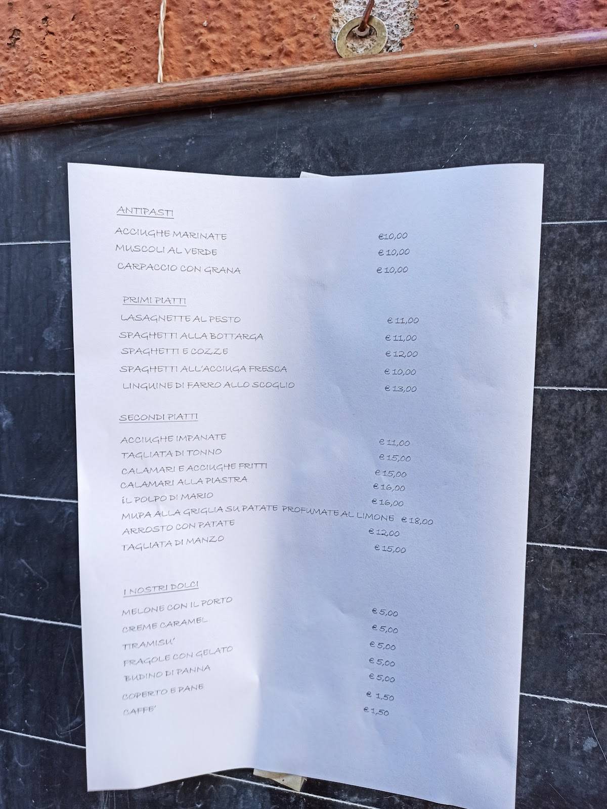 Menu di Trattoria O Becco Fin O Becco Fin 