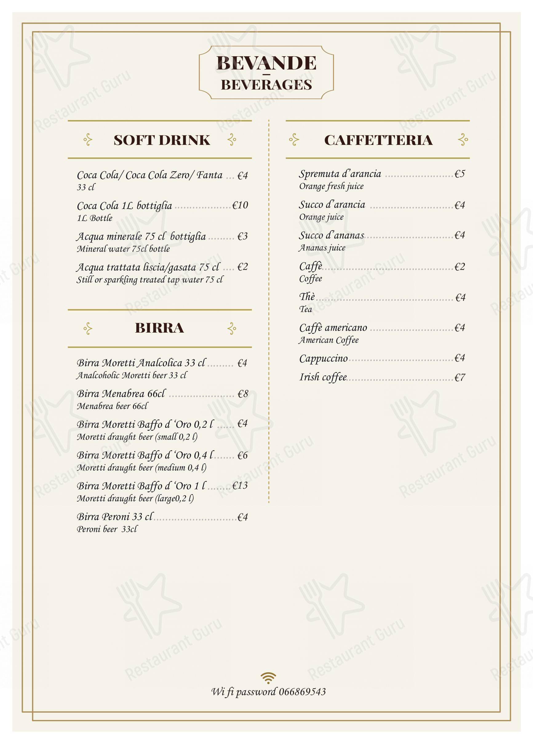 Trattoria Polese in Roma - Menu bar