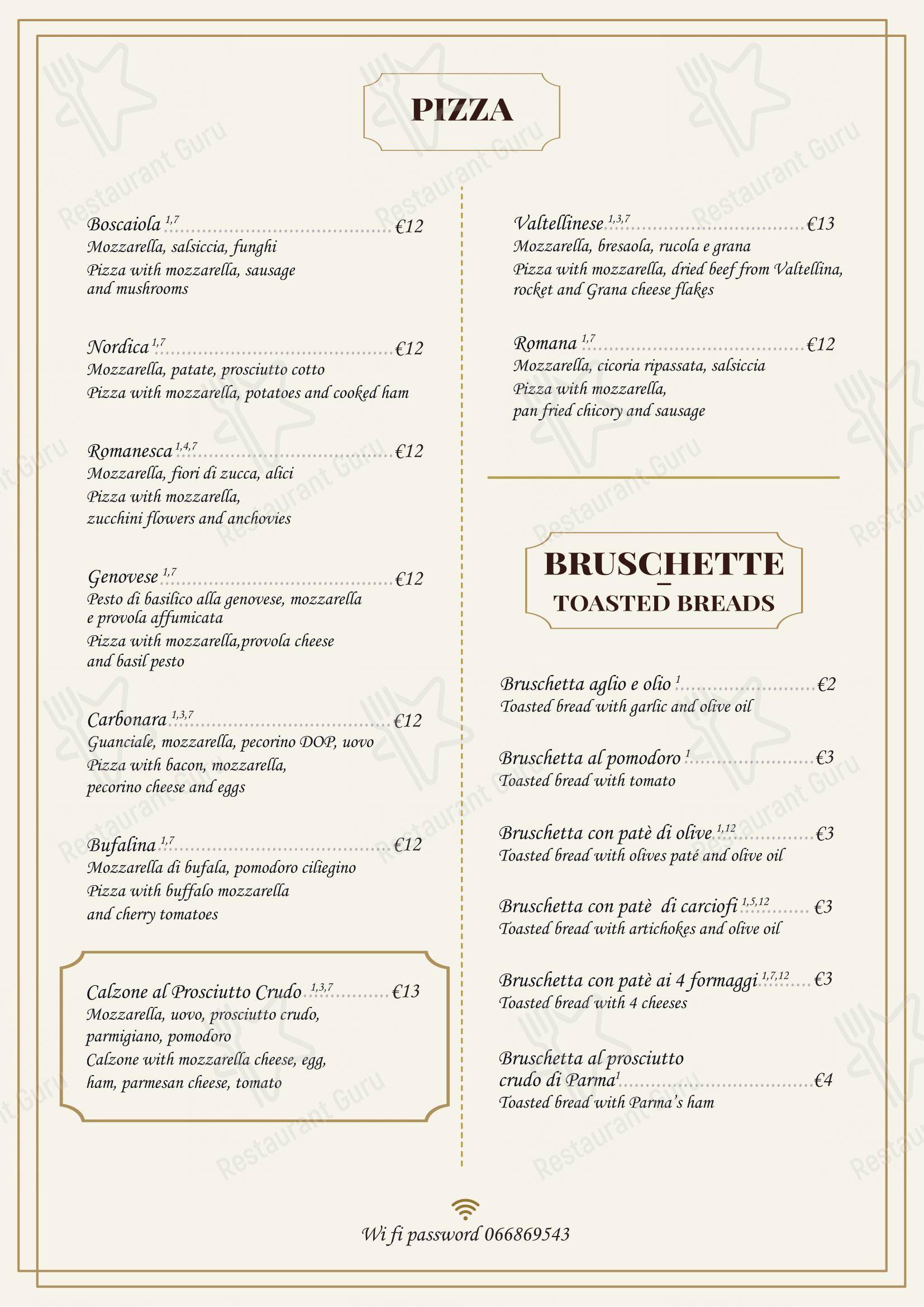 Trattoria Polese in Roma - Menu