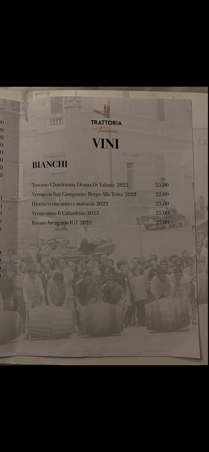 Menu di Trattoria Toscana Roma 