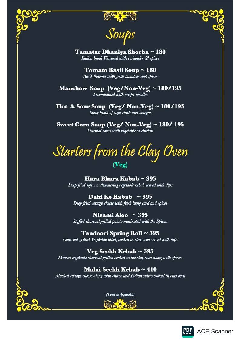 Trees and Treats menu