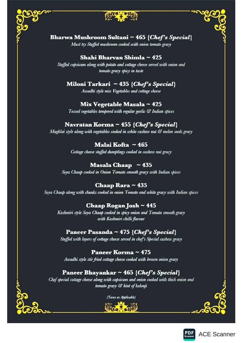 Trees and Treats menu