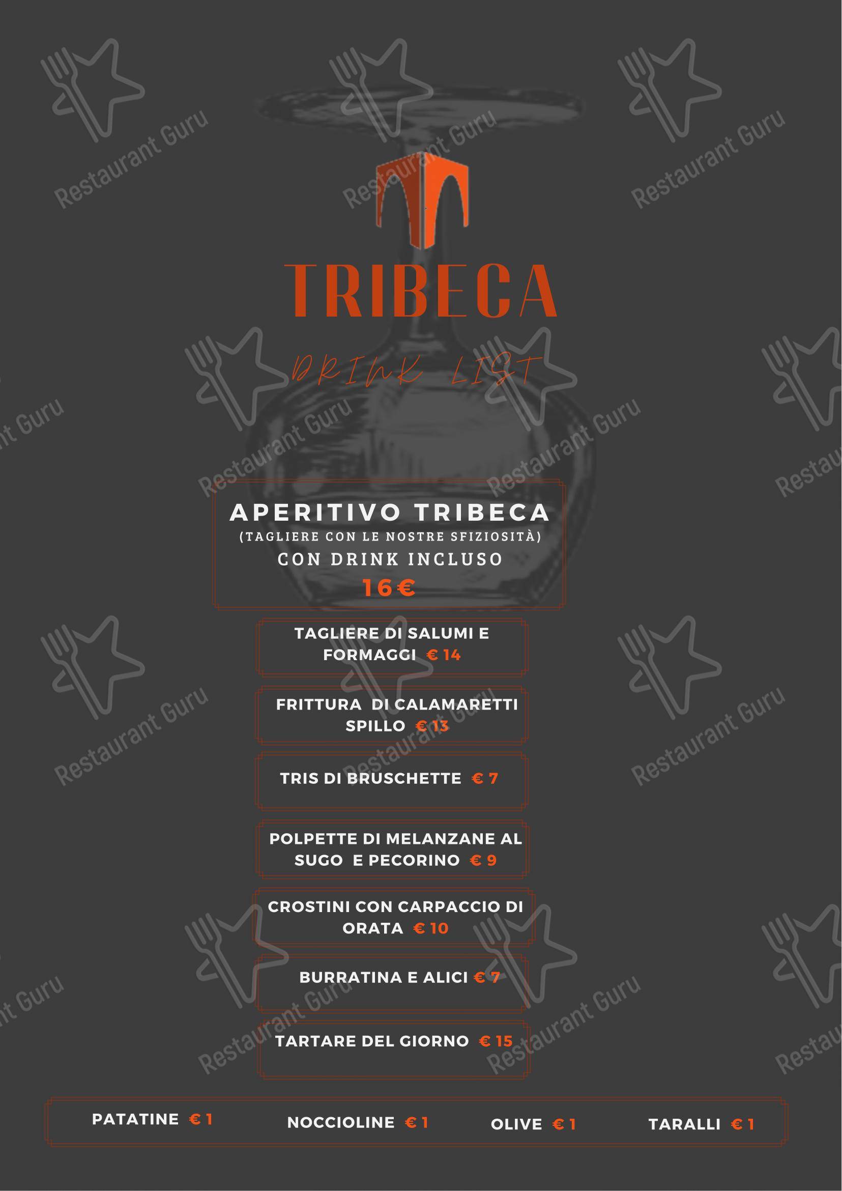 Menu per Tribeca ristorante