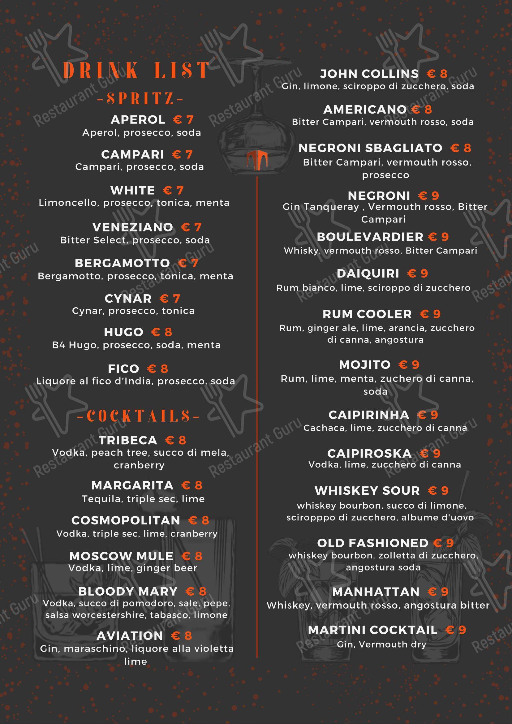 Menu di Tribeca - Menu