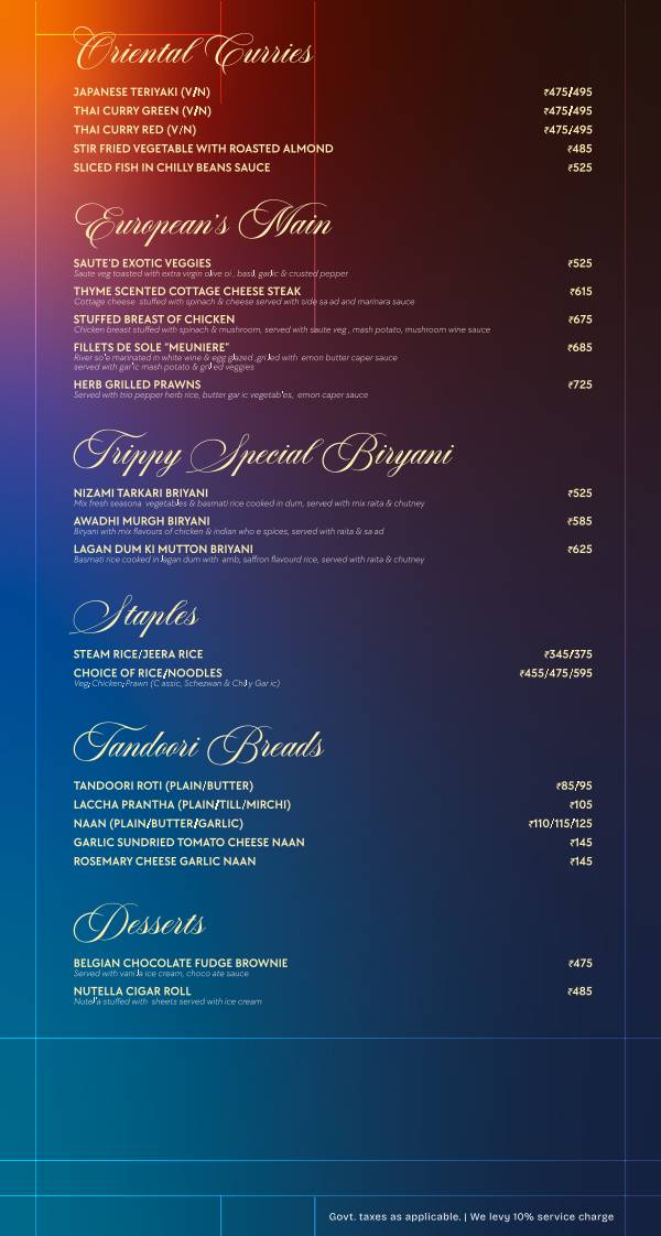 Trippy Tequila Noida menu