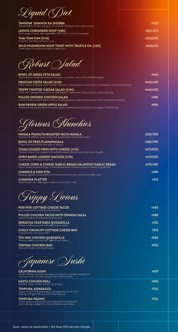 Trippy Tequila Noida menu