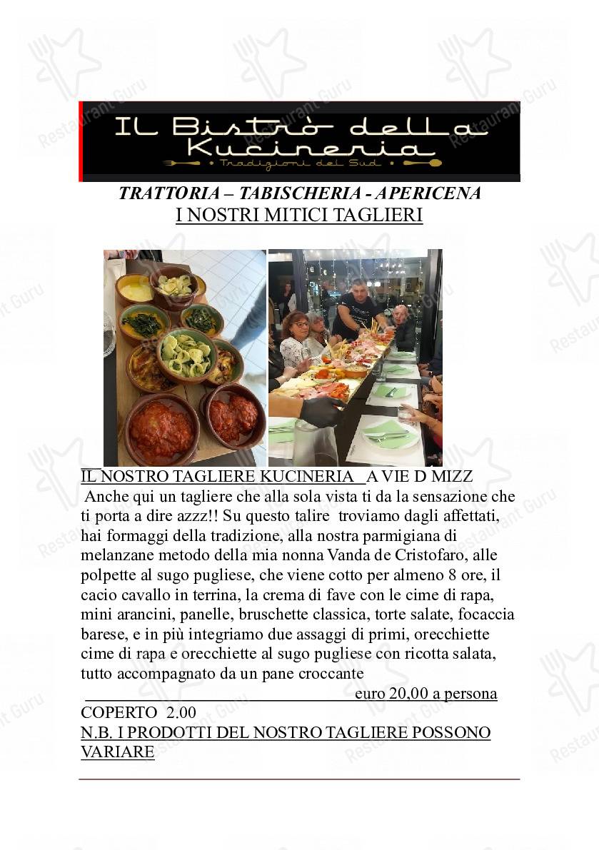 Menu di Il BISTRO’ DELLA KUCINERIA