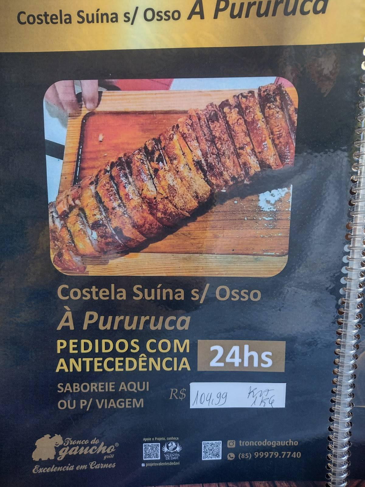 Tronco Do Gaúcho cardápio