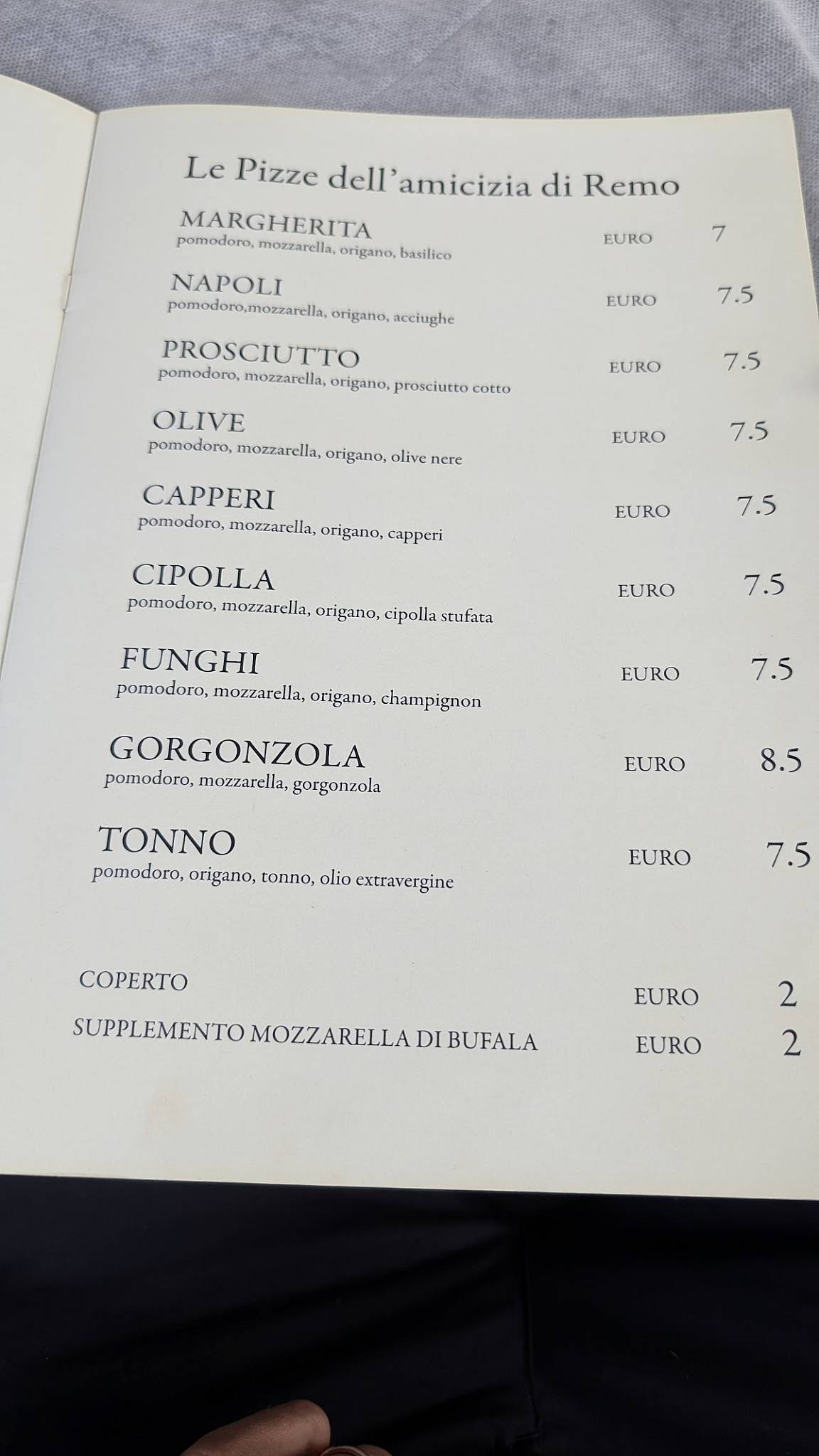 Menu di Chez Remo 