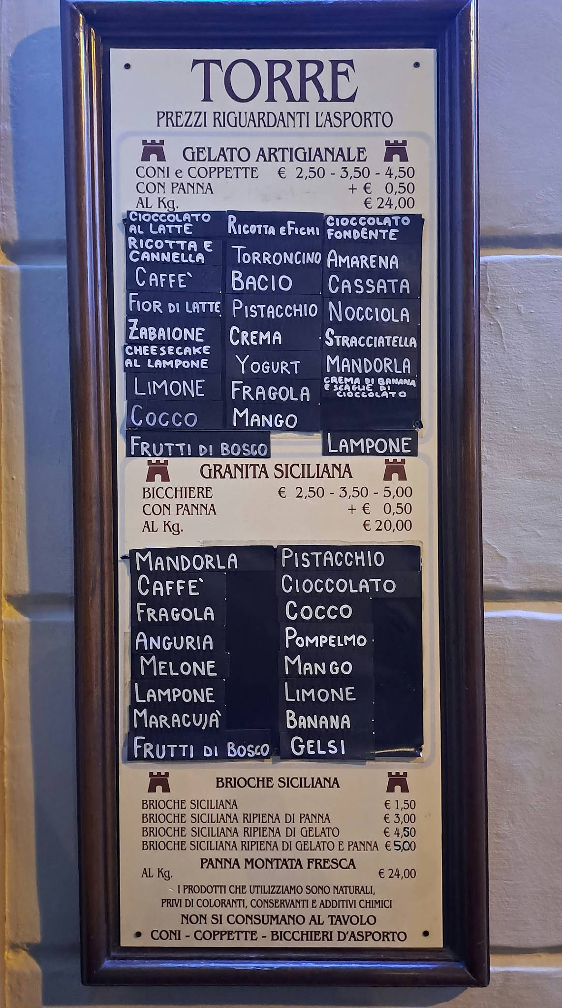 Menu di Torre Cremeria Bar 