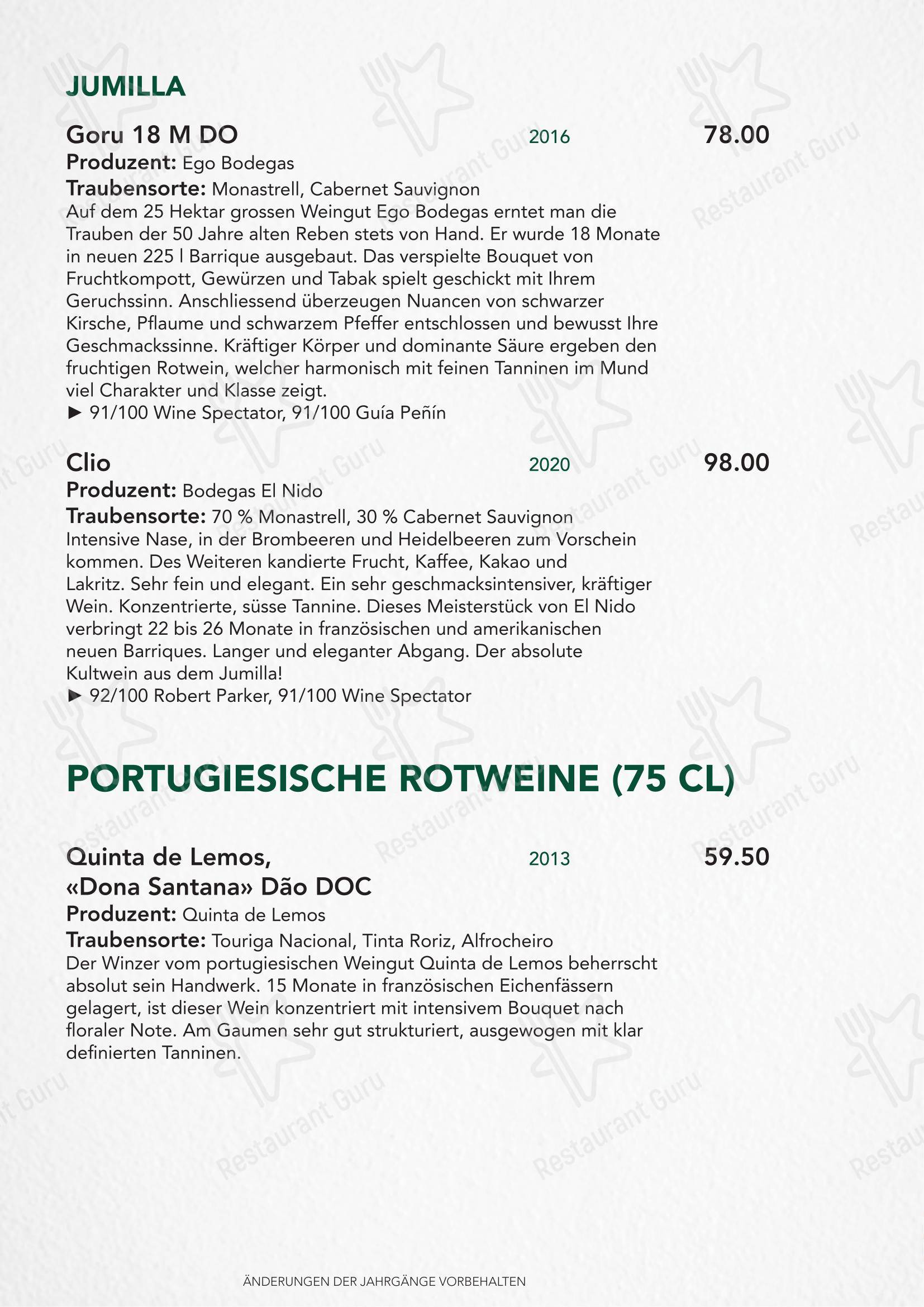 Основное меню per Türmli Restaurant & Pizzeria in Sempach