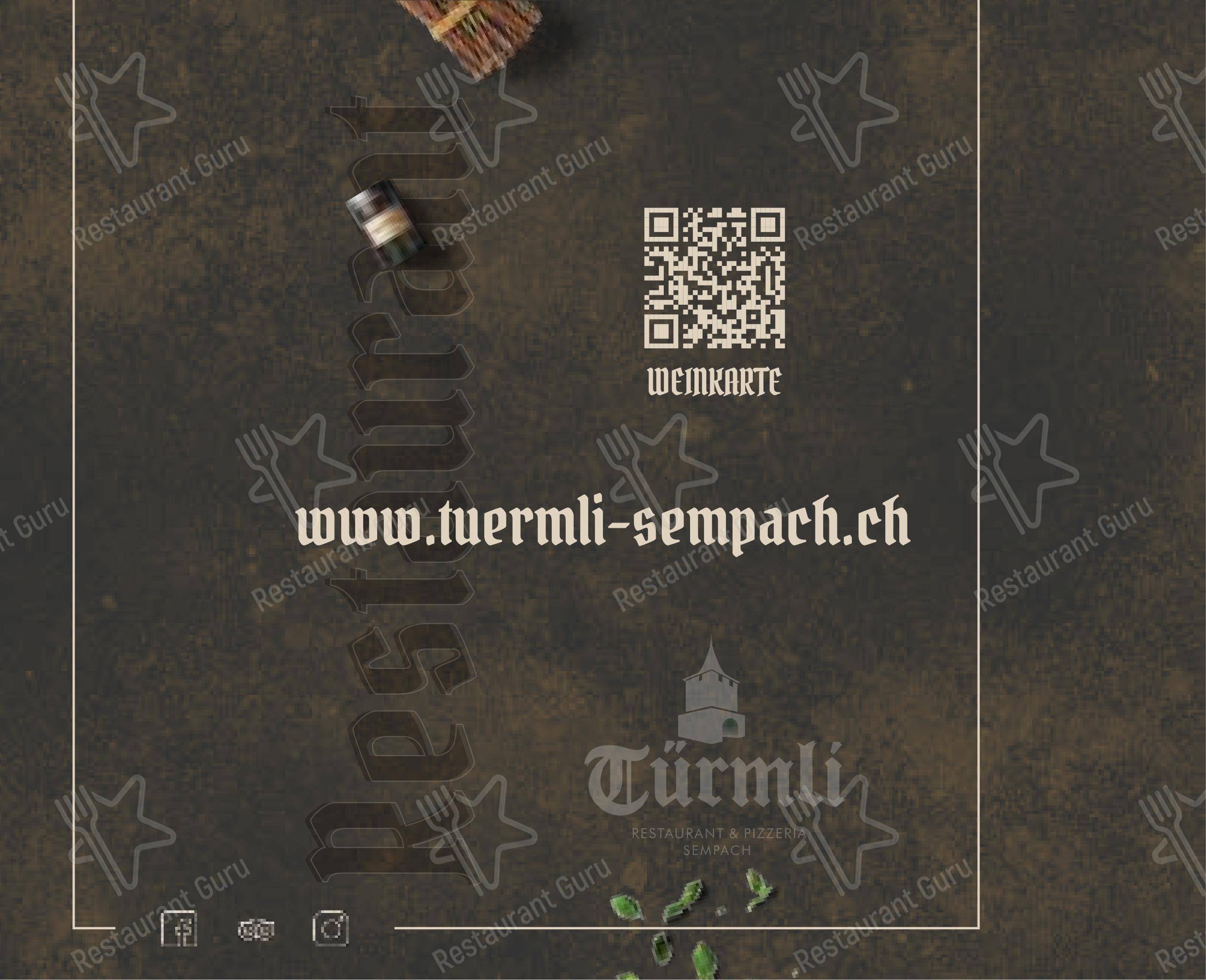 Türmli Restaurant & Pizzeria in Sempach - Menu