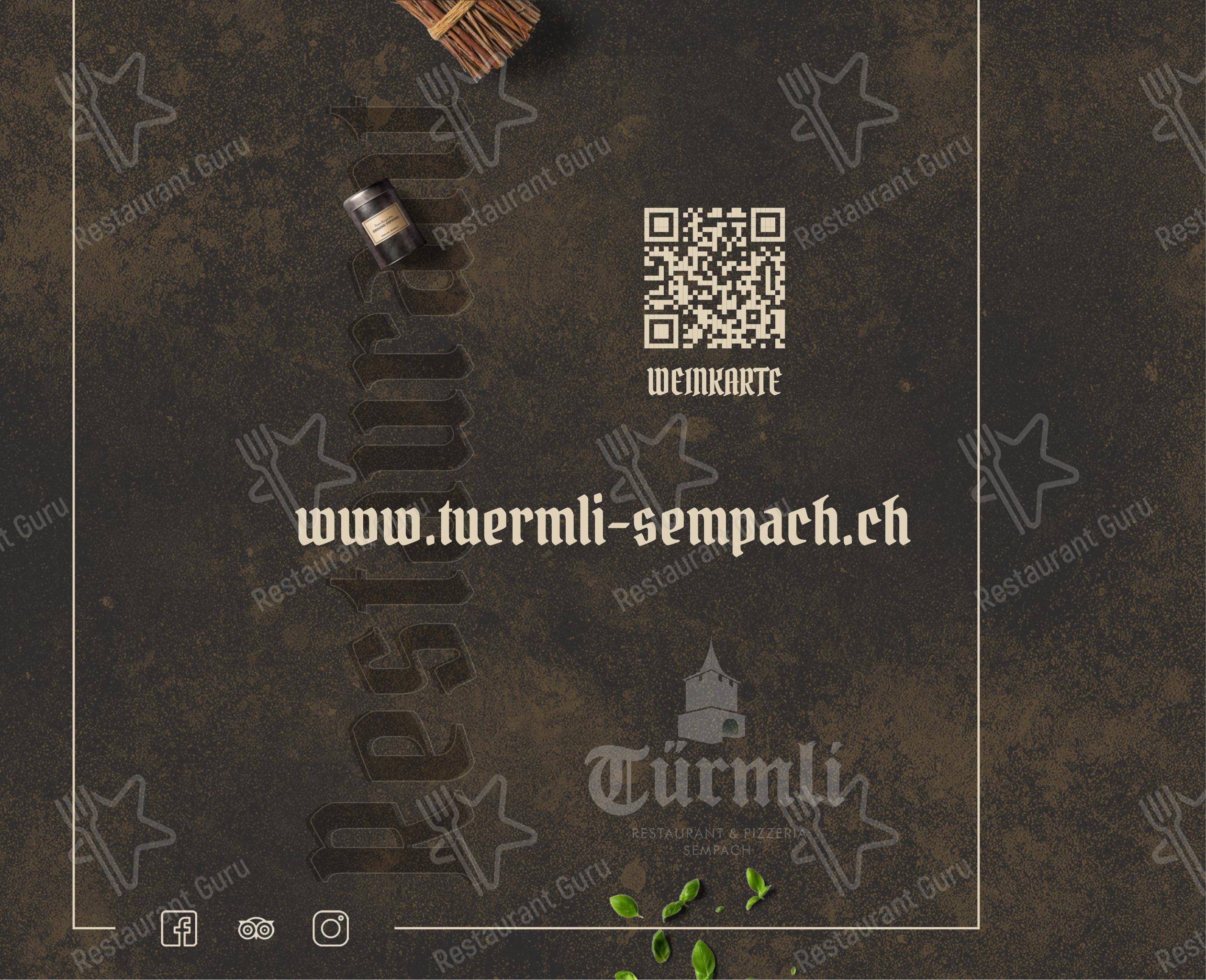 Menu di Türmli Restaurant & Pizzeria - Ночное меню