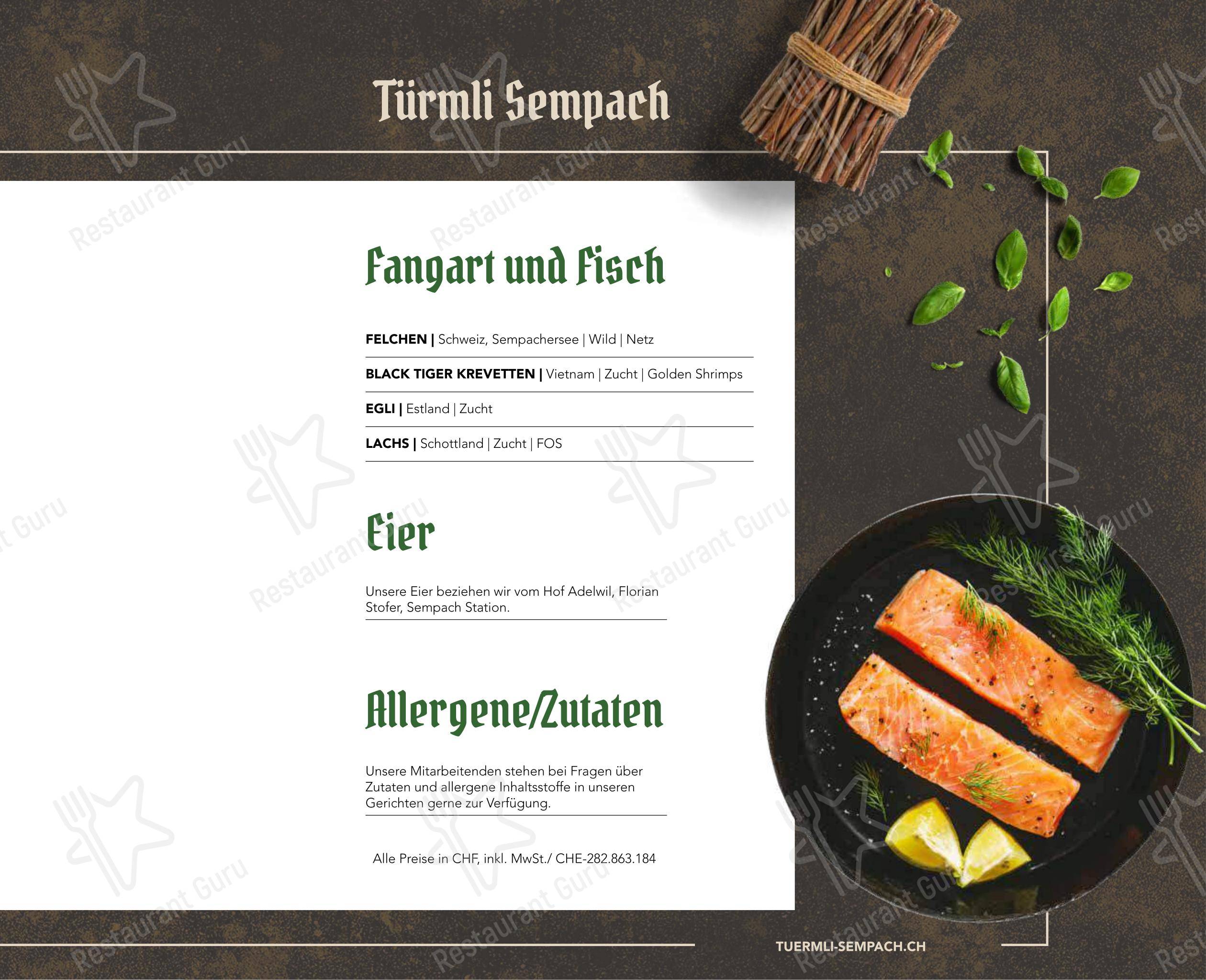 Türmli Restaurant & Pizzeria in Sempach - Коктейльная карта