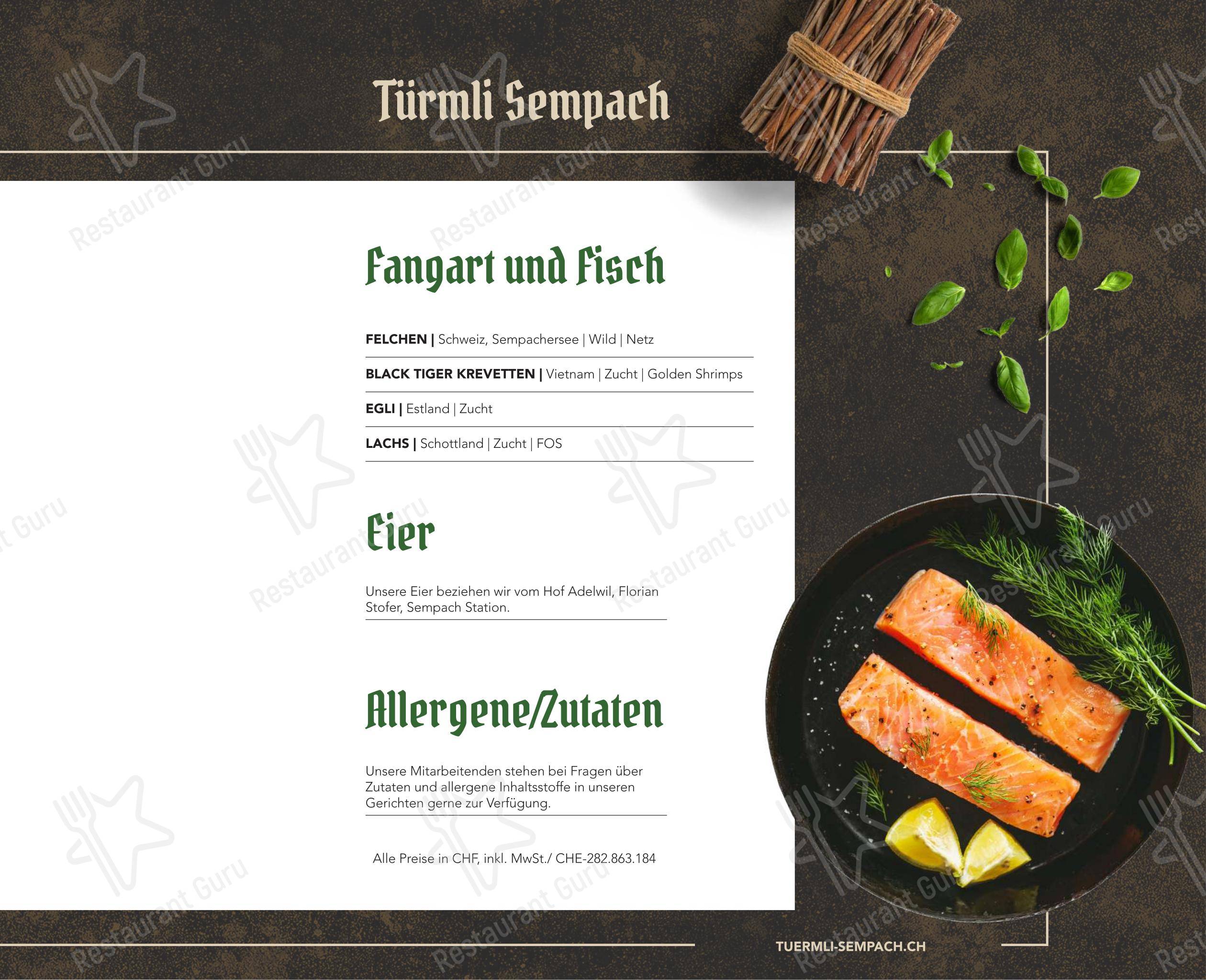 Ночное меню per Türmli Restaurant & Pizzeria pizzeria