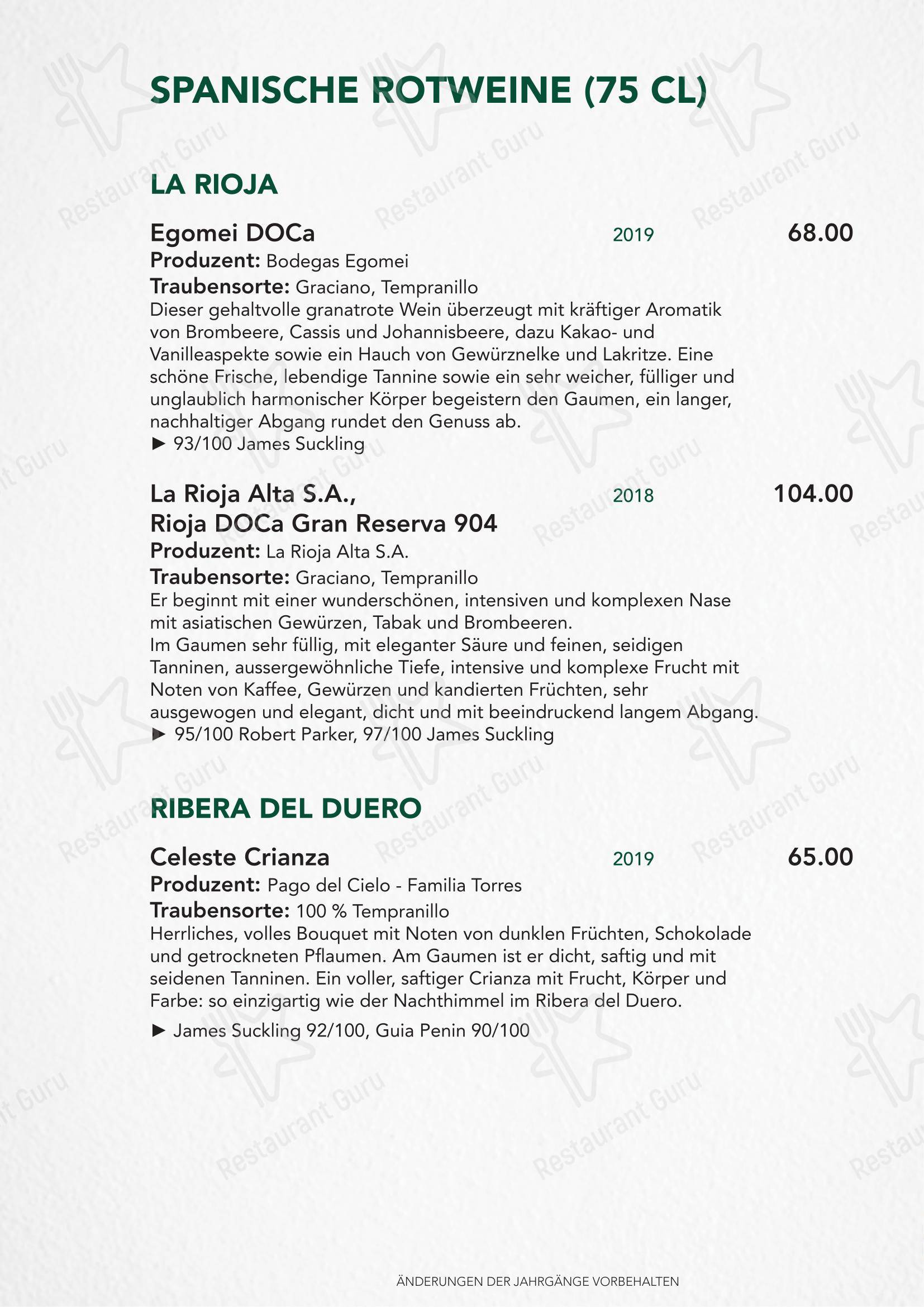 Türmli Restaurant & Pizzeria in Sempach - Основное меню