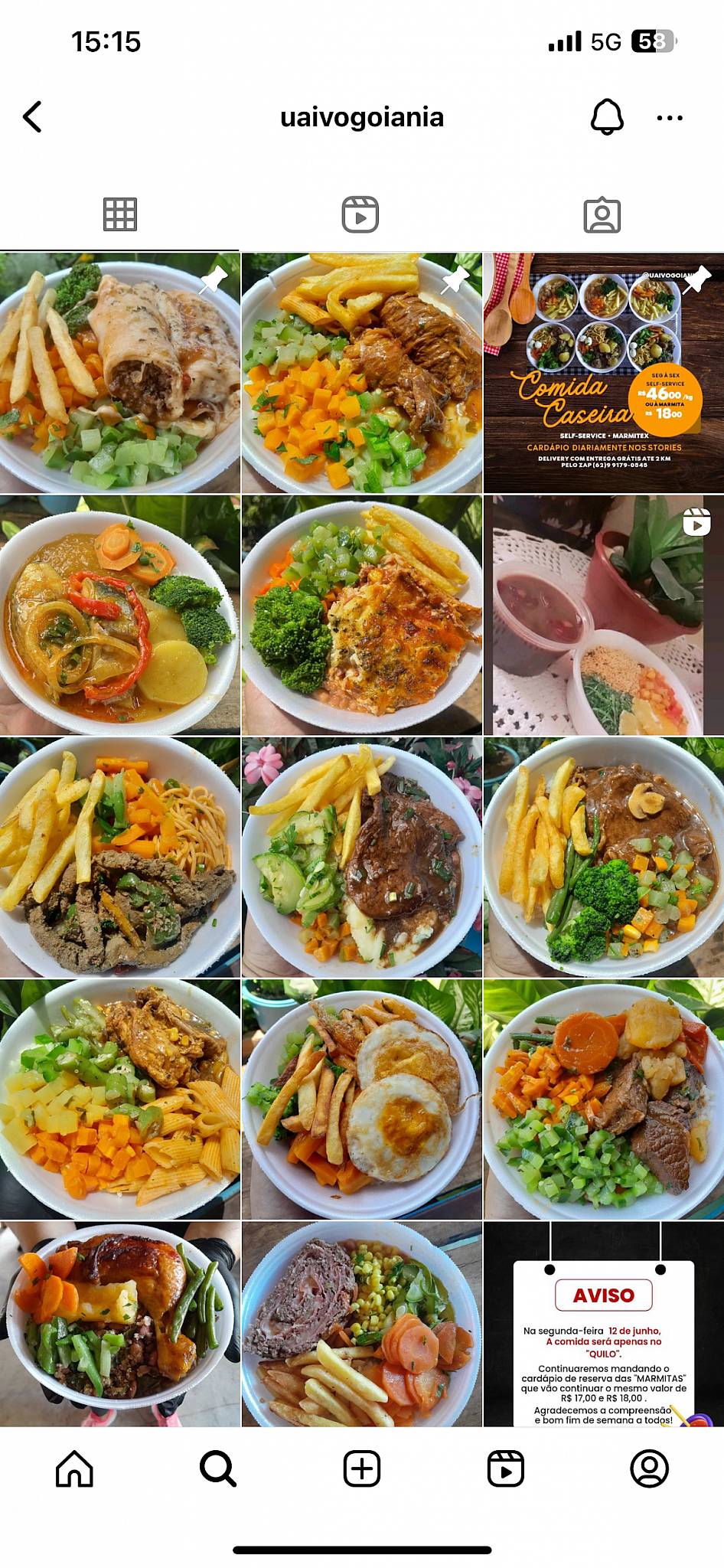 Uai Vó - Comida Caseira cardápio