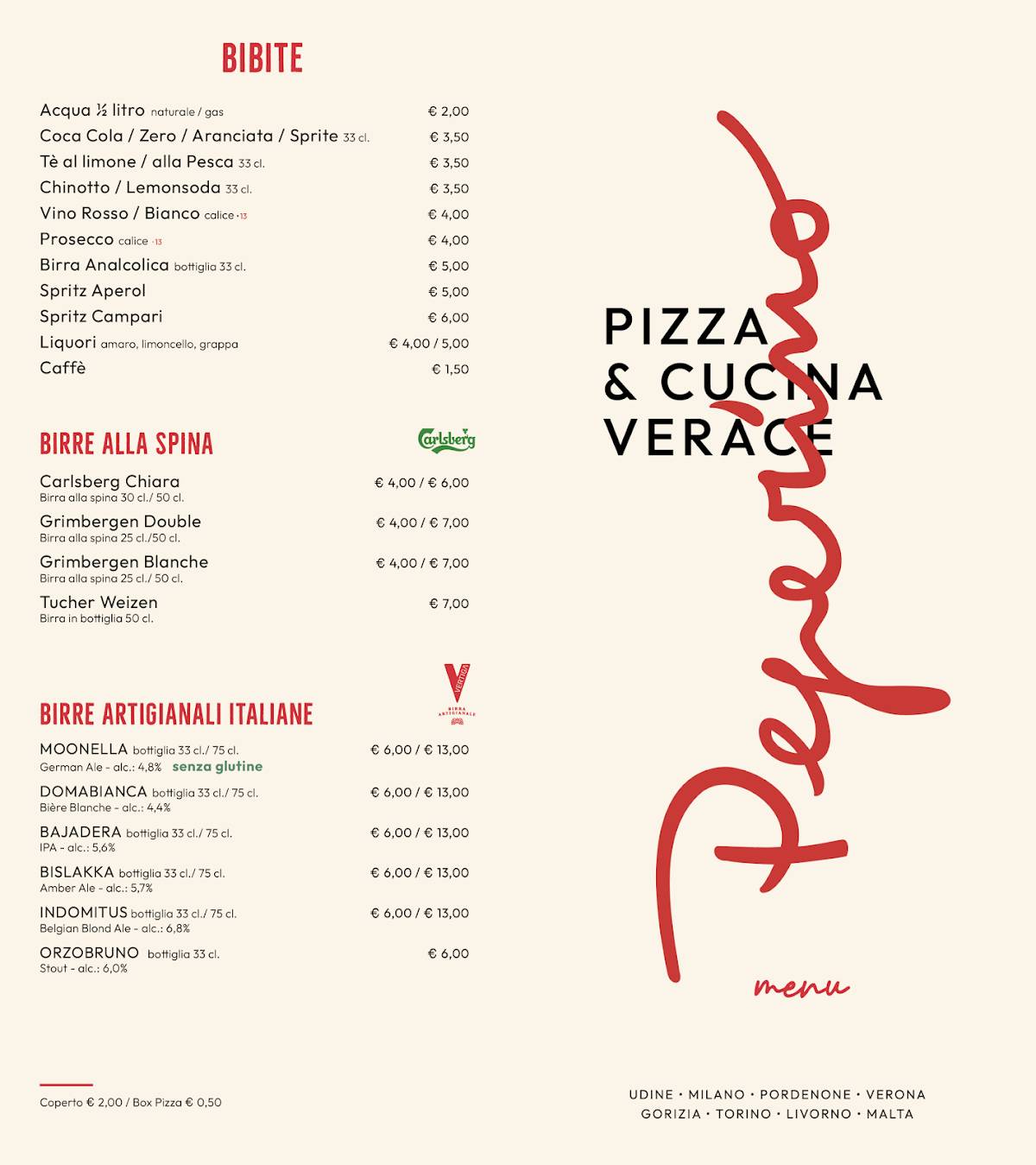 Menu di Peperino Udine 