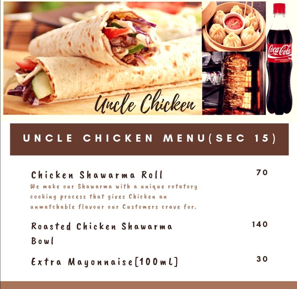 Uncle Chicken Barbeque & Shawarma (Sec-15) menu