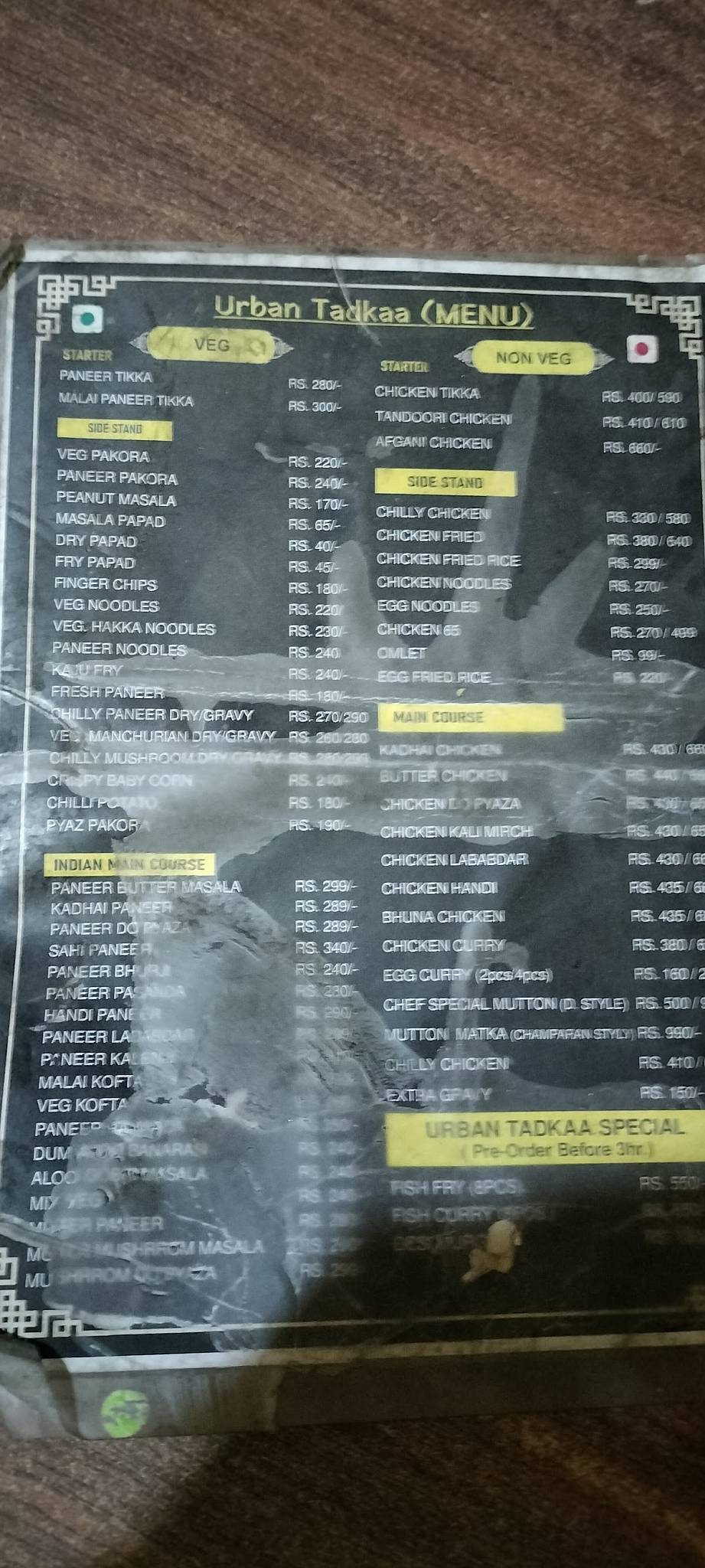 Urban Tadkaa 2.0 menu