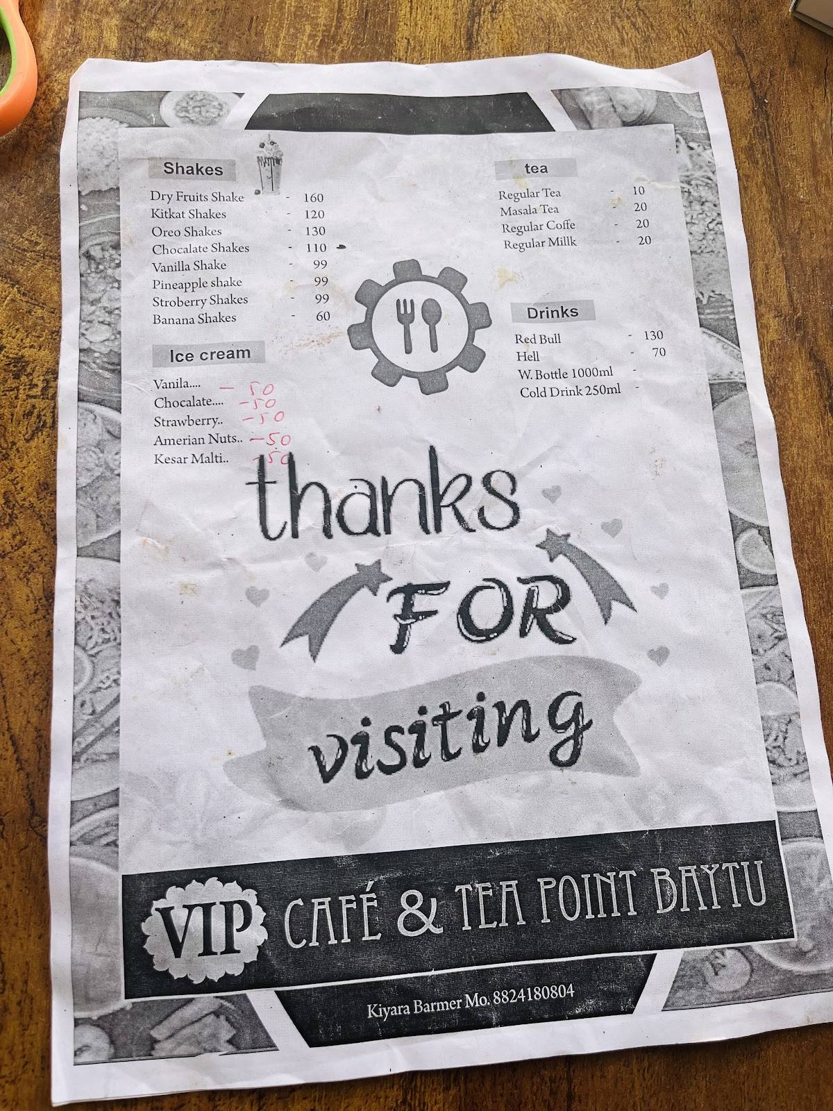 VIP CAFE BAYTU menu