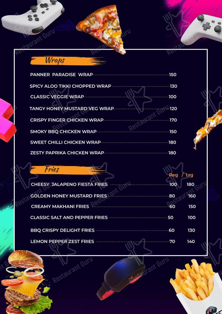VR Game Cafe menu
