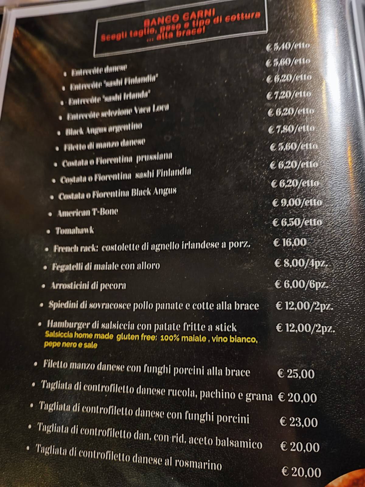 Menu di Vaca Loca 