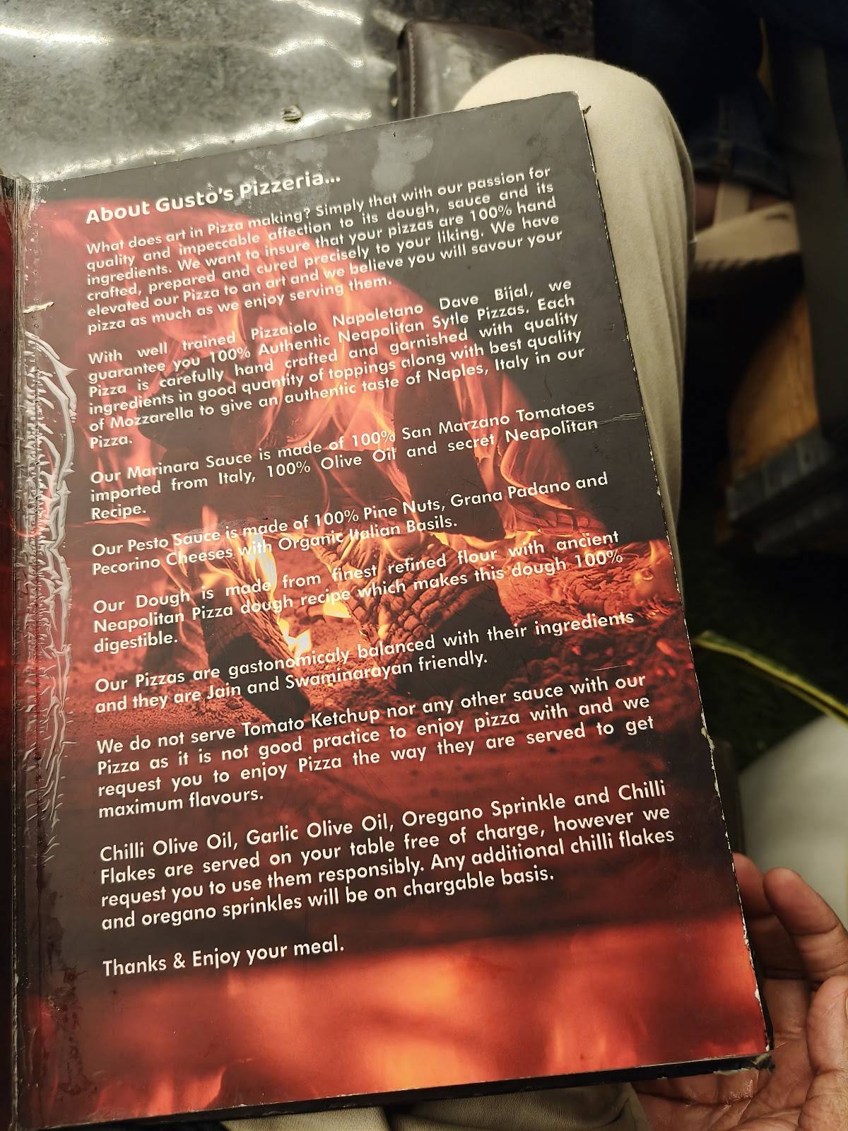 Gusto's Pizzeria menu