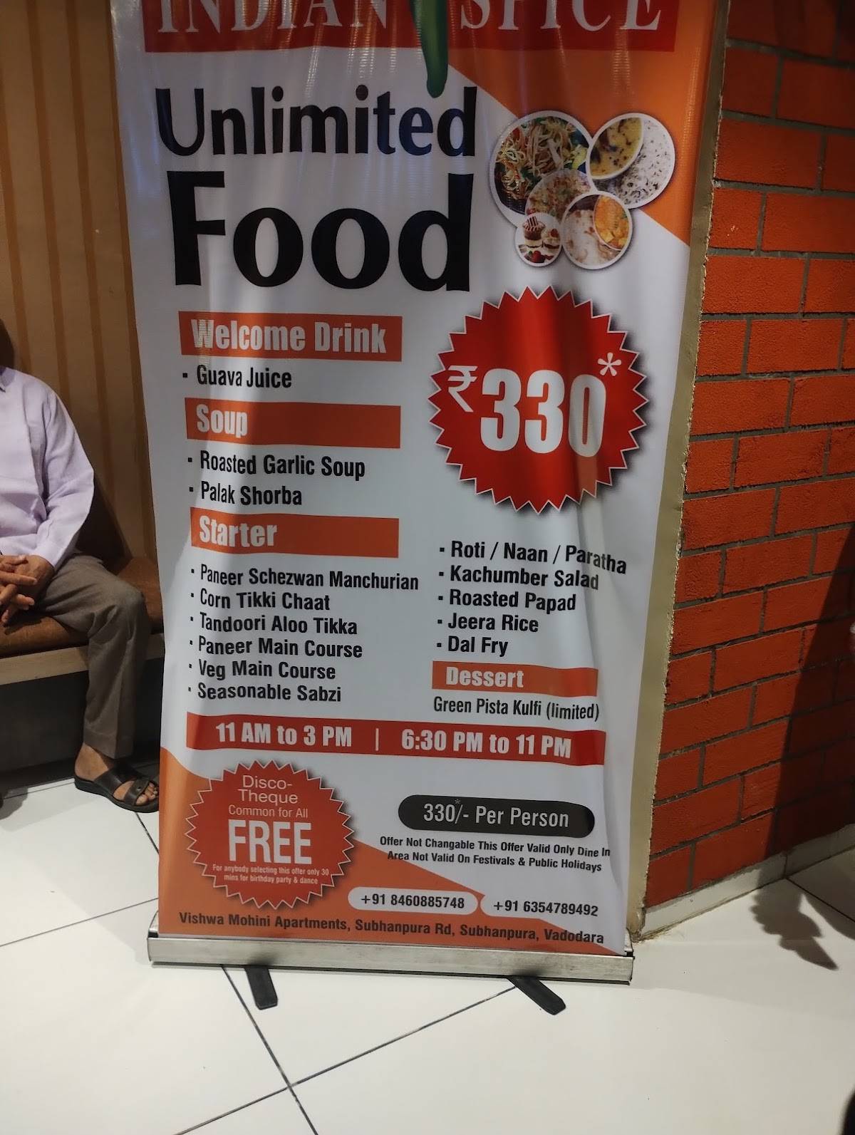 Indian spice restaurants & banquet hall Subhanpura menu