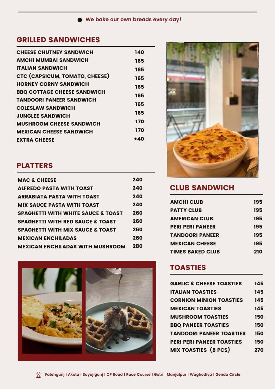 TIMES CAFE SAYAJIGUNJ menu