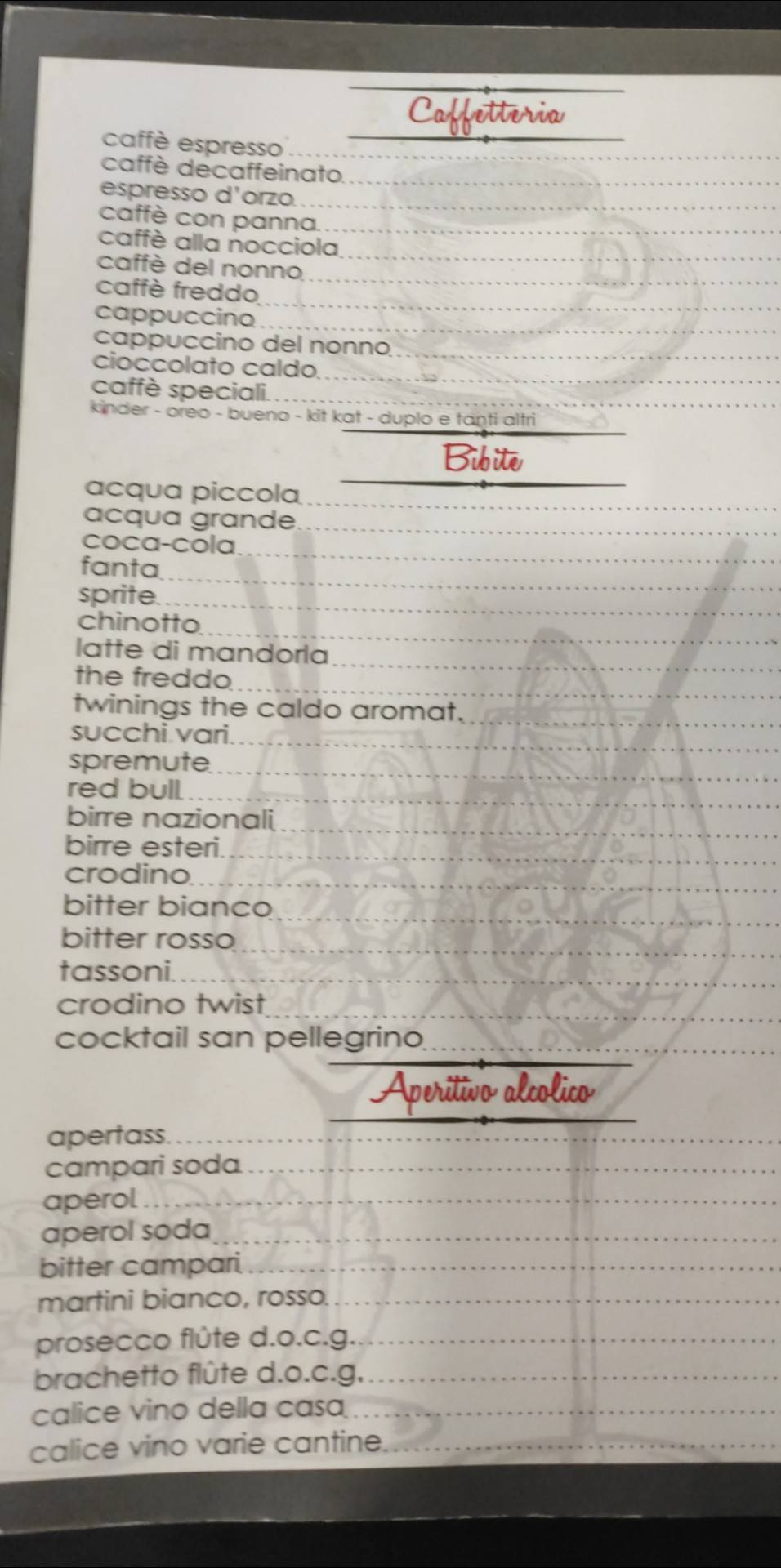 Menu di Vanacafè 