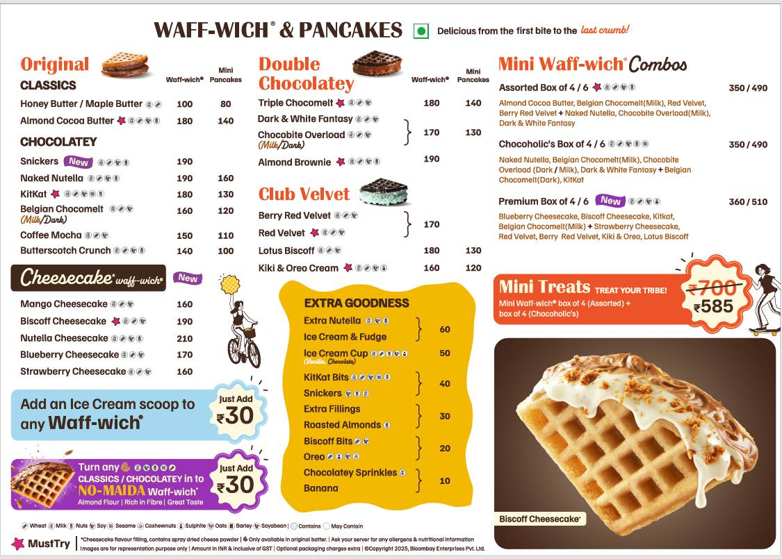 The Belgian Waffle Co menu