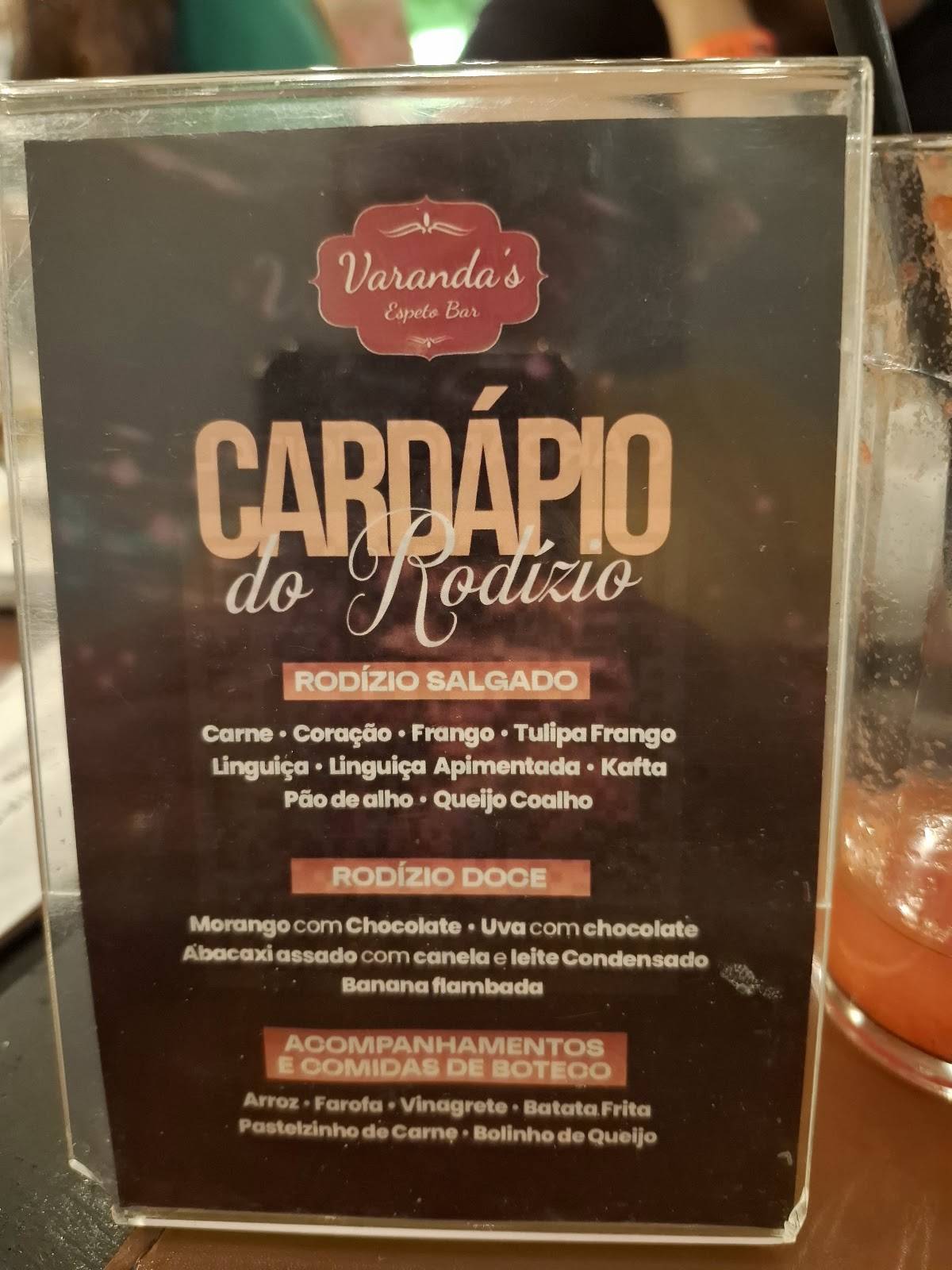 Varandas Espetos Bar cardápio