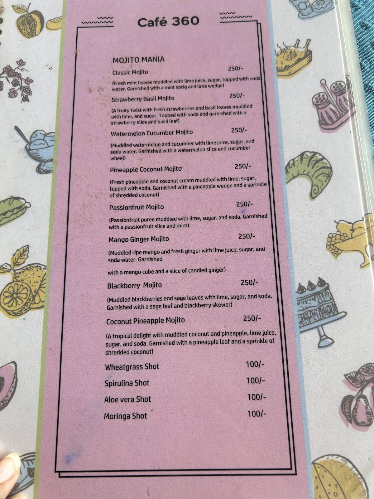 Café 360 menu